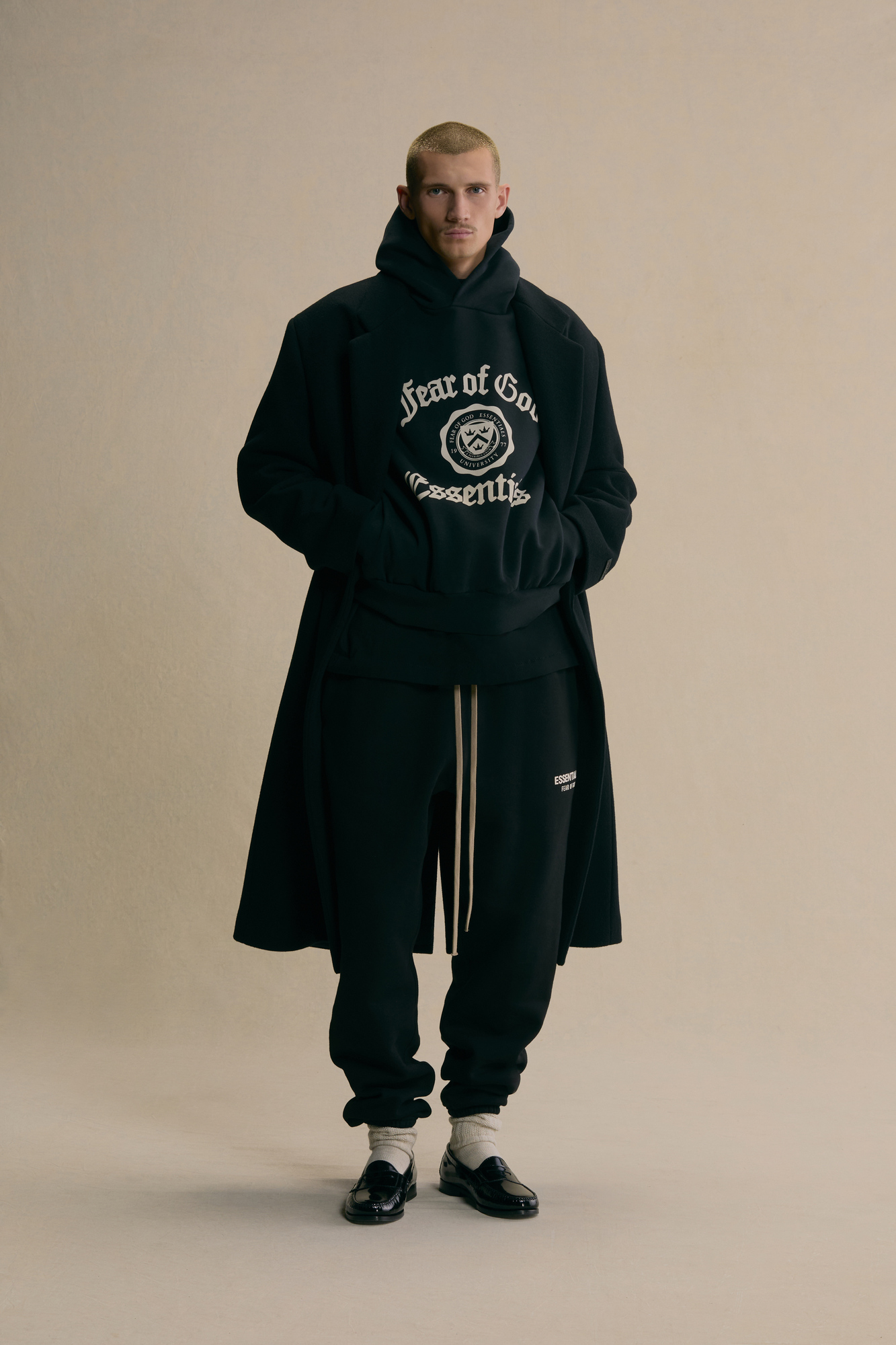 logo-print Drawstring Hoodie  Black